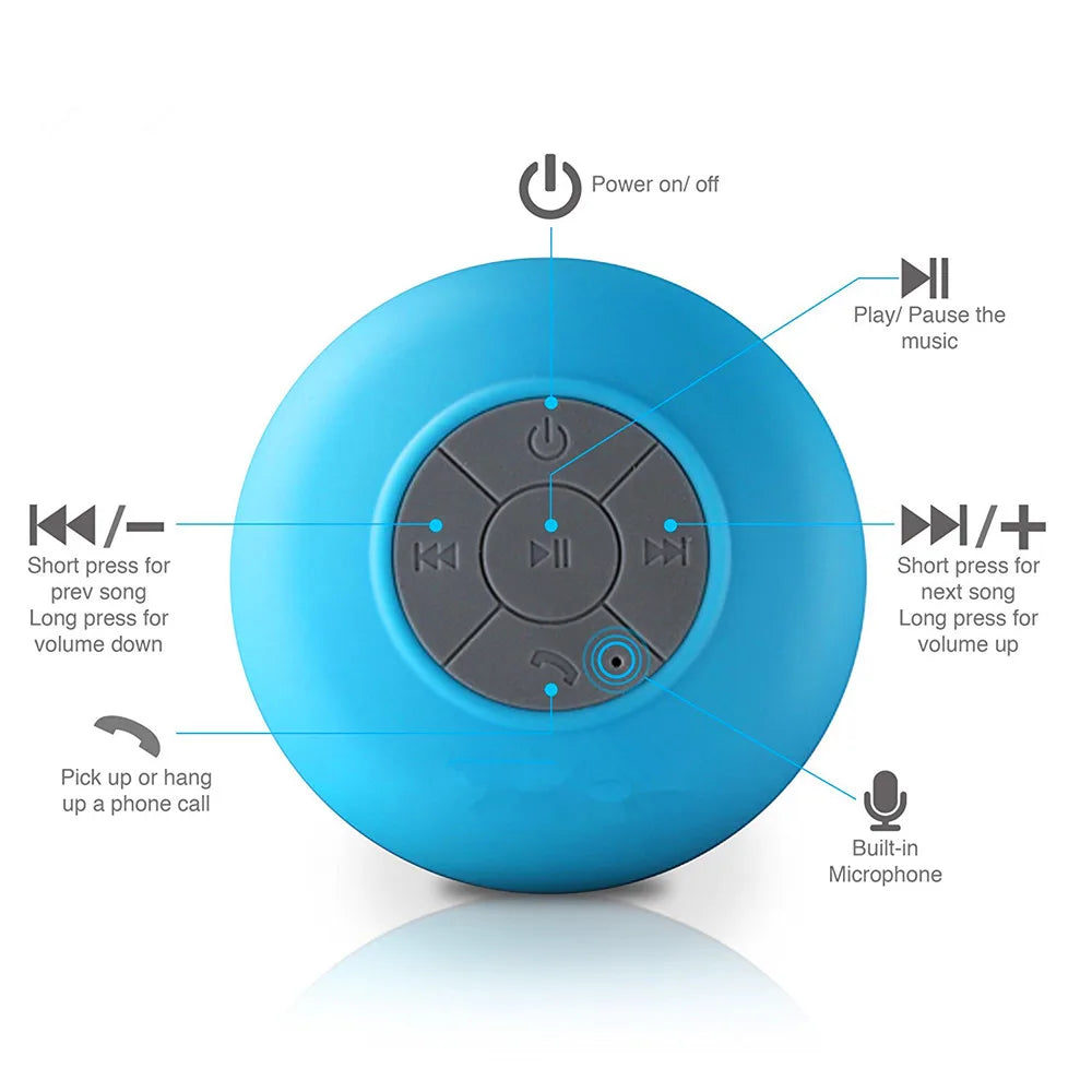 Mini Bluetooth Speaker Shower Subwoofer suction cup