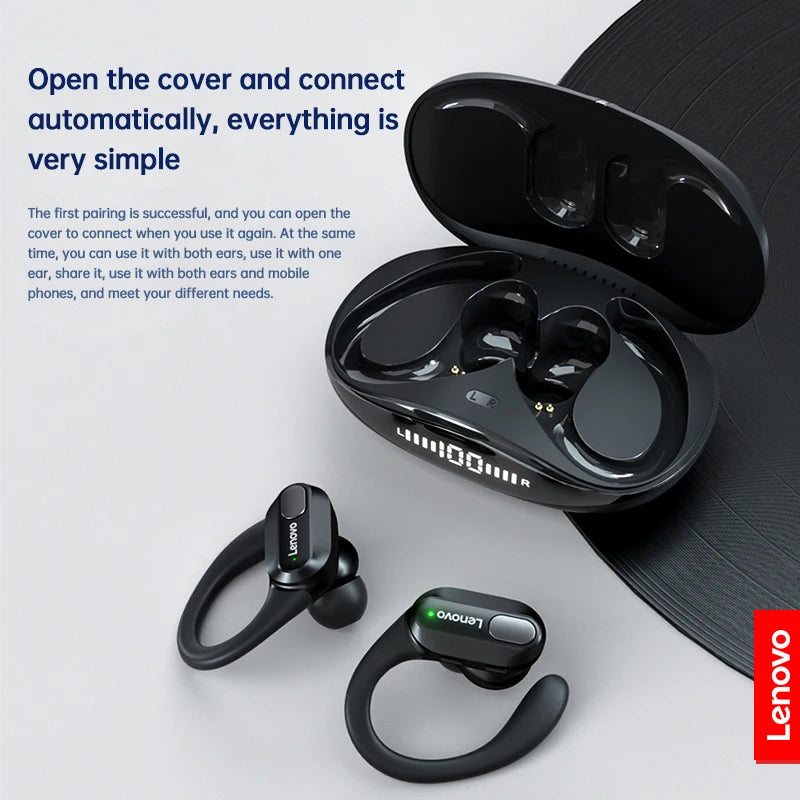 Lenovo XT80 Sports Wireless Earphones with Mics,Button Control, LED Power Display,Hifi Stereo Sound Bluetooth 5.3 TWS Headphones