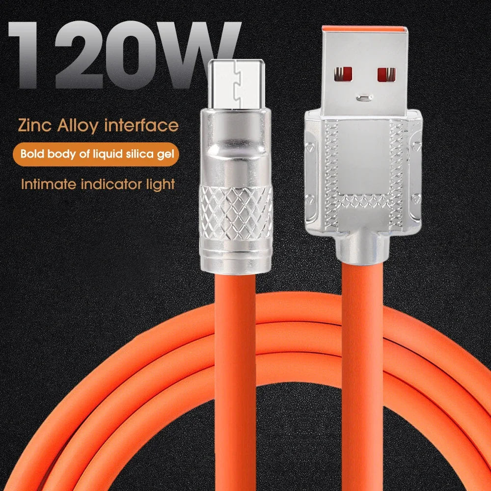 120W 6A Super Fast Charge USB Type C Liquid Silicone Cable